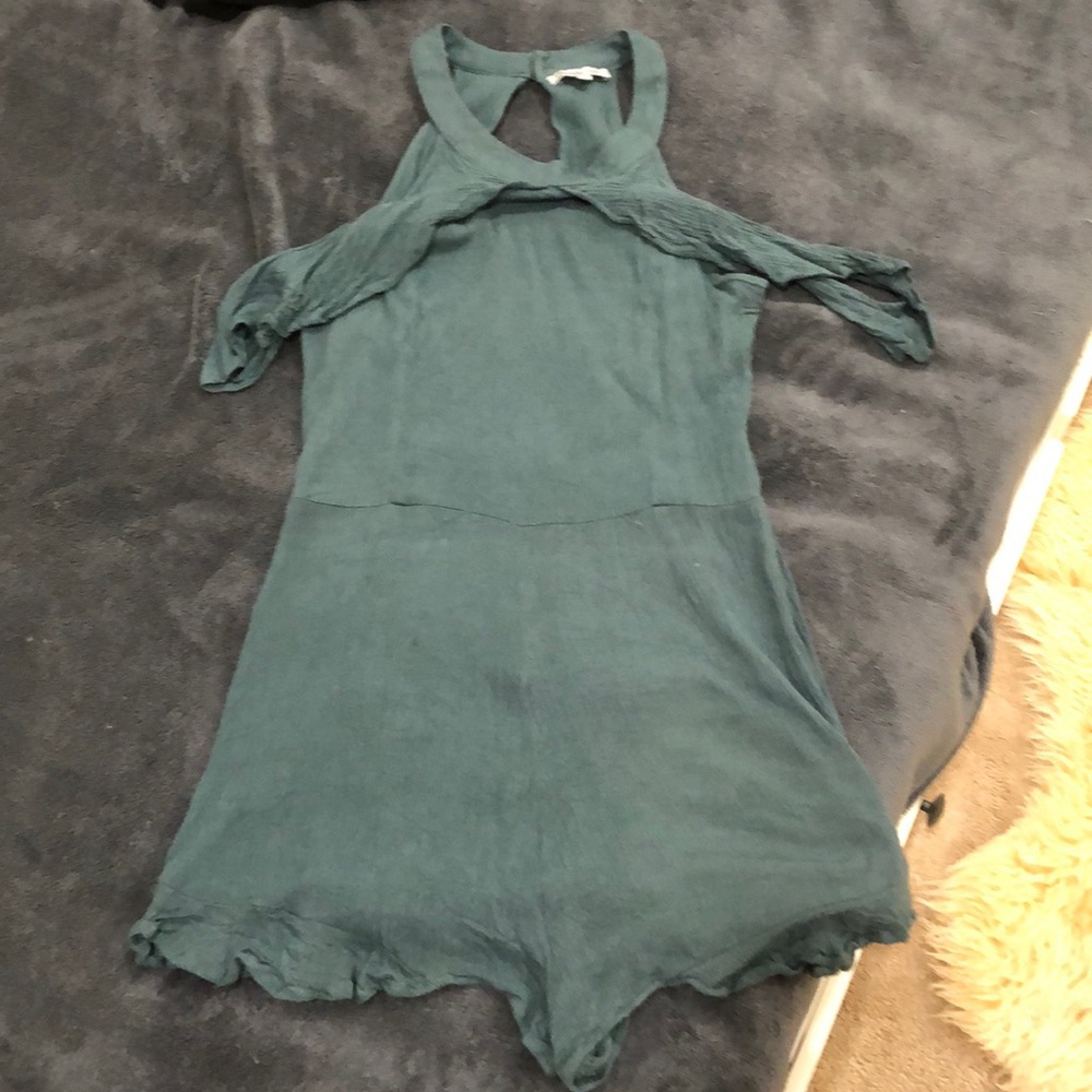 Cute green Romper off the shoulder